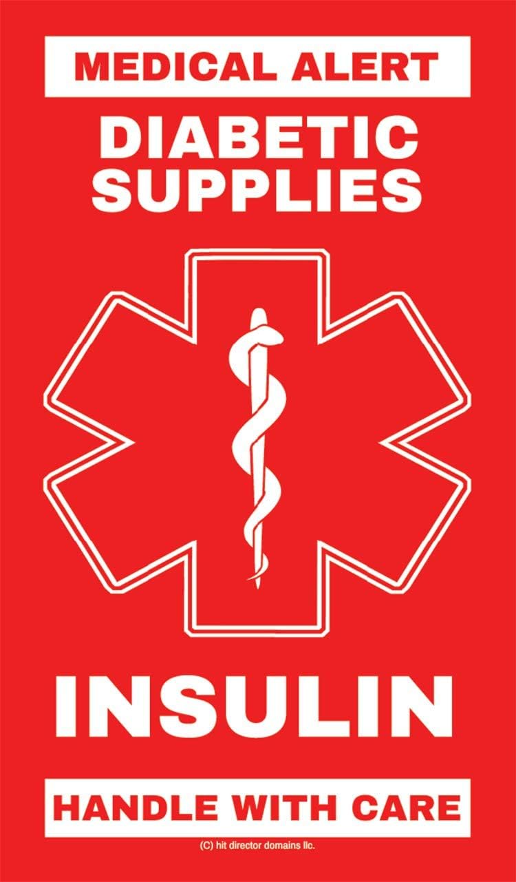 Insulin - Diabetic Supplies Medical Alert Equipment Luggage Tag - Handle with Care, DOT and ACAA regulations (MELT-119) Quantity (2)