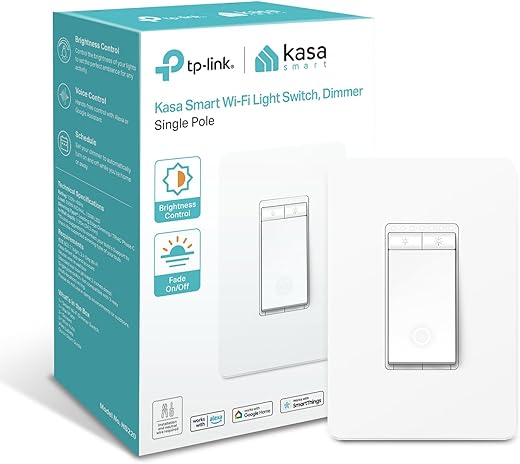 Kasa Smart Dimmer Switch HS220, Single Pole, Needs Neutral Wire, 2.4GHz Wi-Fi Light Switch Works with Alexa and Google Home, UL Certified, No Hub Required, 1 Pack