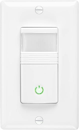 Maxxima Occupancy Vacancy Motion Sensor PIR Wall Switch, 3-Way or Single Pole Wall Plate Included, Commercial or Residential, 120-277V