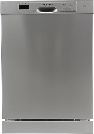 MCDW24SI Dishwasher 24-Inch Built in with 3 Wash Options and Automatic Cycles, Stainless Steel Construction with Electronic Control LED Display, Low Noise Rating, Metallic