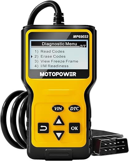 MOTOPOWER MP69033 Car OBD2 Scanner Code Reader Engine Fault Scanner CAN Diagnostic Scan Tool for All OBD II Protocol Cars Since 1996, Yellow