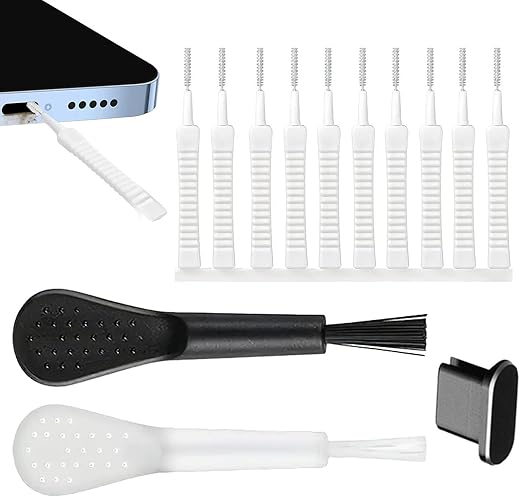 Phone Speaker Cleaning Kit - Cell Phone Port Cleaning Brush, 13 Phone Charger Port Cleaner Kit | Reusable Cleaning Brush with Soft Gentle Bristles, Non Skid Charging Port Cleaning Kit