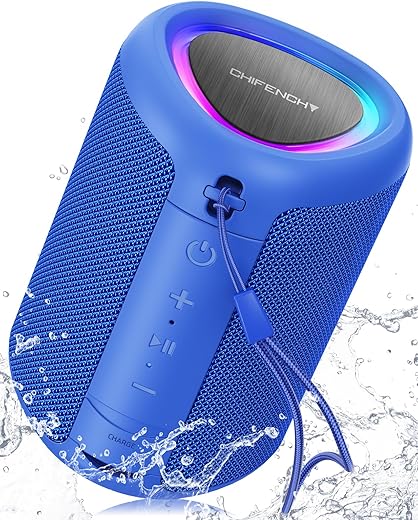 Portable Bluetooth Speaker with Lights, Powerful Crystal Clear Sound, IPX5 Waterproof, All Day Playtime, AUX&TF-Card Input, Bluetooth 5.3, TWS Paring, Small Wireless Speaker for Outdoor, Gift Ideas