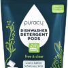 Puracy Dishwasher Pods, Natural Dishwasher Detergent, Free & Clear Dish tabs - Enzyme-Powered, Spot & Residue Free - TikTok Trend Items, Must Haves from TikTok Made Me Buy It (Free & Clear, 50 Count)