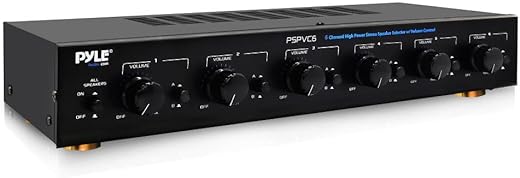 Pyle Premium New and Improved 6 Zone Channel Speaker Switch Selector Volume Control Switch Box Hub Distribution Box for Multi-Channel High Powered Amplifier Control 6 Pairs of Speakers - PSPVC6