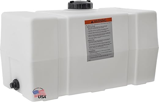 RomoTech 82123919 Horizontal Square Reservoir Water Tank, 50 gallon, Made In The USA, Poly Tank For Water and Non-Flammable Liquids, Rust and Corrosion Proof