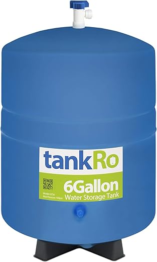 – RO Water Filtration System Expansion Tank – 6 Gallon Water Tank -– Compact Reverse Osmosis Water Storage Pressure Tank with Free 1/4" Tank Ball Valve