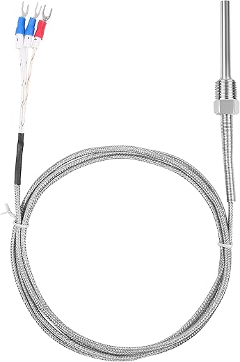 Waterproof RTD PT100 Temperature Sensor - Jaybva Stainless Steel 3 Wire Thermistor Probe for PID Temperature Controller NPT 1/4" Inch Pipe Thread with Insulation Lead Shield Wire -50~500℃ with 2m Wire