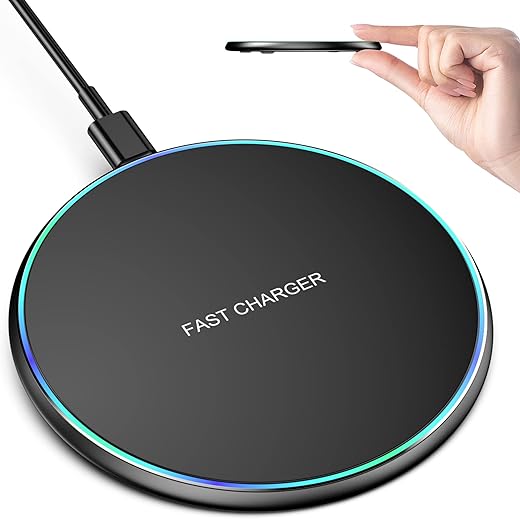 Wireless Charger Compatible with iPhone 16 15 14 13 12 11 Pro Max/Mini/Plus/XR/X/8, 15W Max Fast Wireless Charging Pad Mat for Samsung Galaxy S23/S22/S21/S20/S10, Galaxy Buds